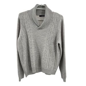 Murano men’s wool blend v-neck collared gray cable knit office casual work wear